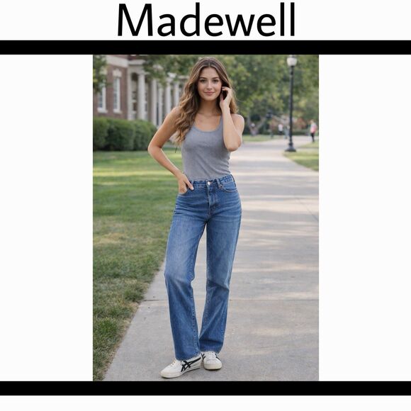 Madewell Denim - Madewell Jeans Womens 31T Medium Wash Low-Slung Straight High Rise Button Fly